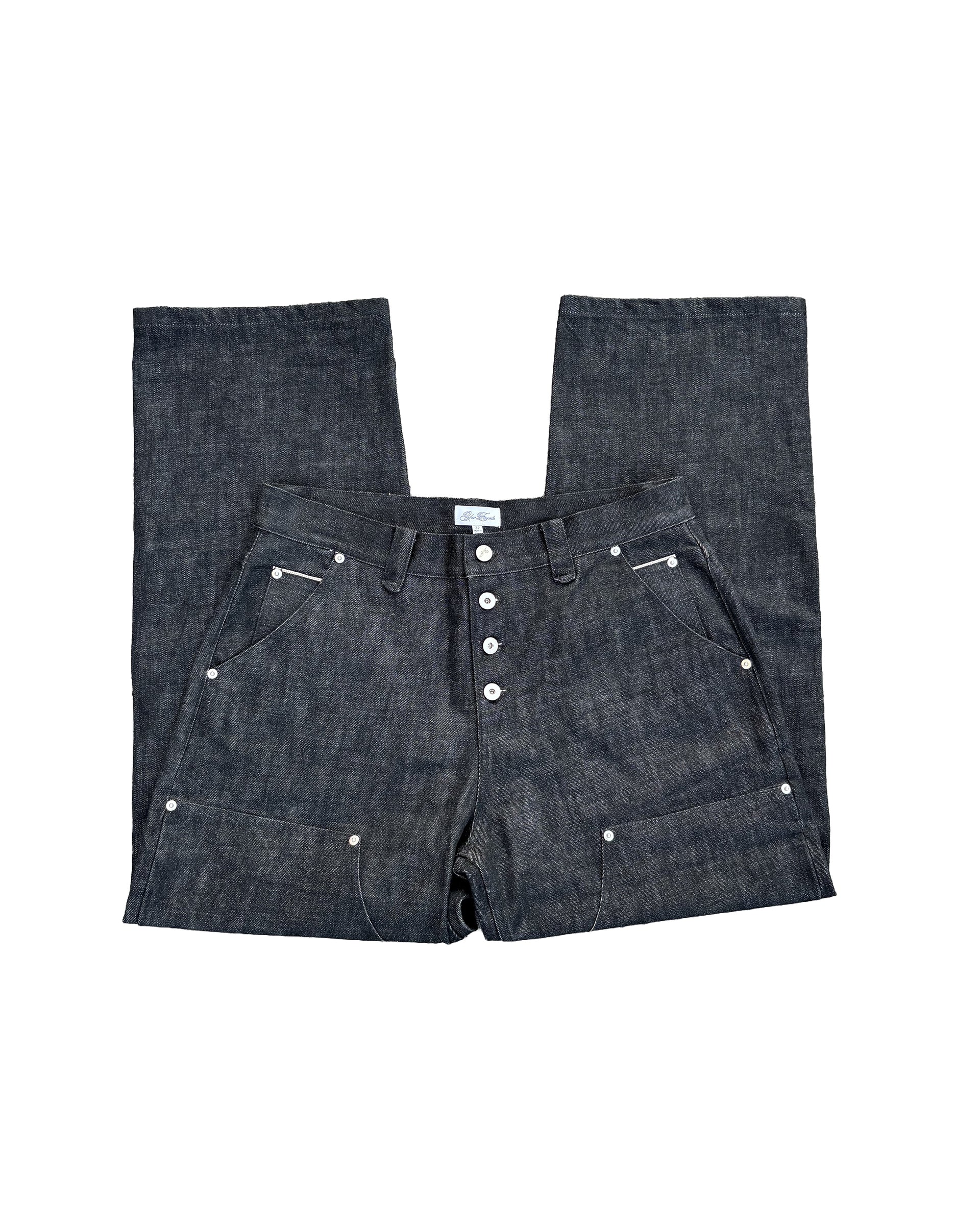 YFN BLACK SELVEDGE DOUBLE KNEE DENIM