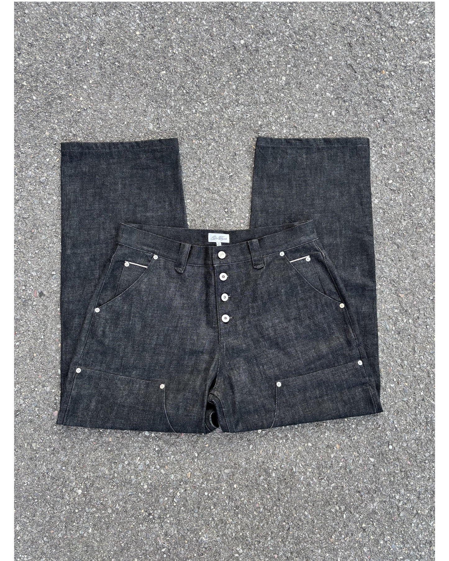 YFN BLACK SELVEDGE DOUBLE KNEE DENIM