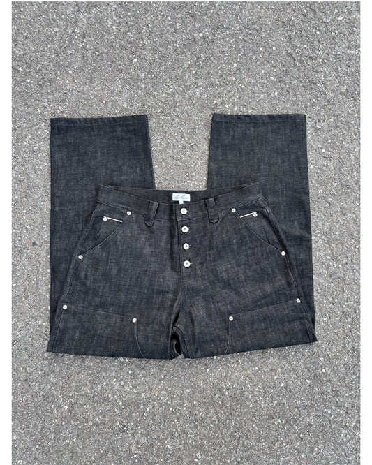 YFN BLACK SELVEDGE DOUBLE KNEE DENIM