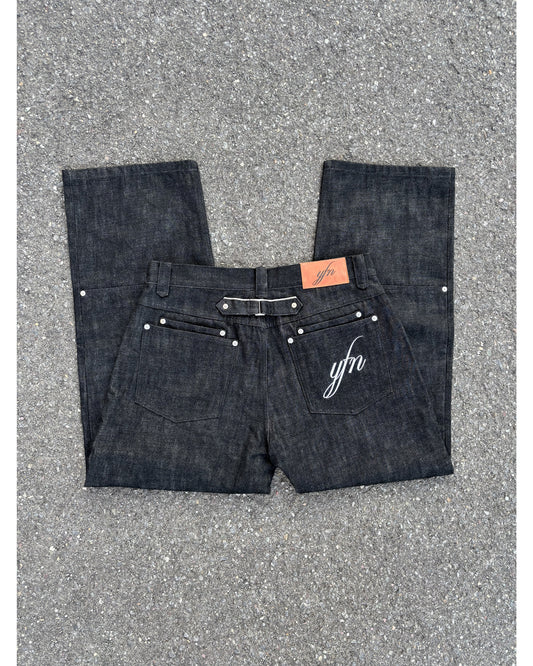 YFN BLACK SELVEDGE DOUBLE KNEE DENIM